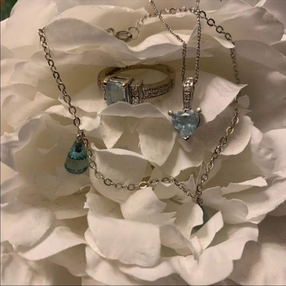Zales Jewelry - Blue topaz and white gold set